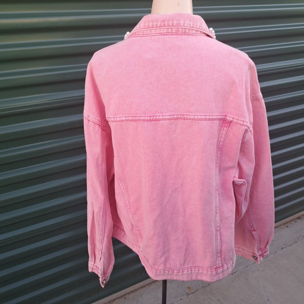NEW Savanna Jane 1X PLUS SIZE Pink Denim Jacket Women's Pearl Western Cowgirl - Picture 4 of 10